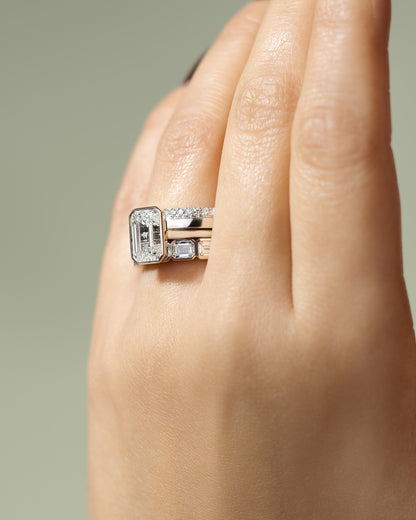 Imani - Emerald Bezel Solitaire with Cathedral High Setting Engagement Ring - Yellow Gold