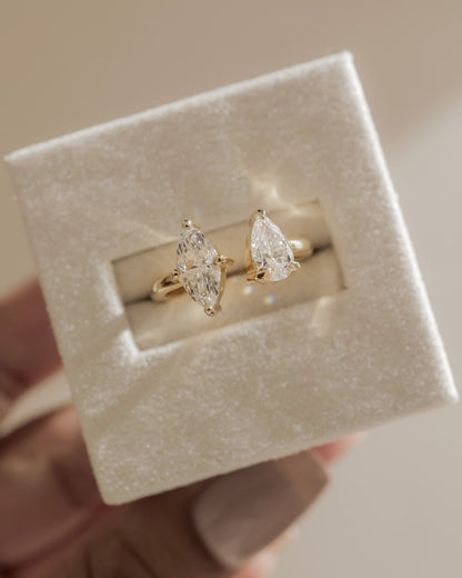 Salma - Marquise and Pear Claw Toi et Moi with Open Band Engagement Ring - Platinum