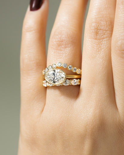 Erin - Oval East West Bezel Solitaire  Engagement Ring - Yellow Gold