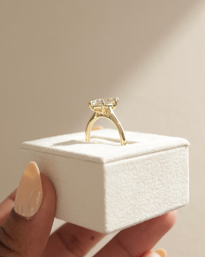 Leila - Marquise Claw Solitaire with Cathedral High Setting Engagement Ring - Yellow Gold