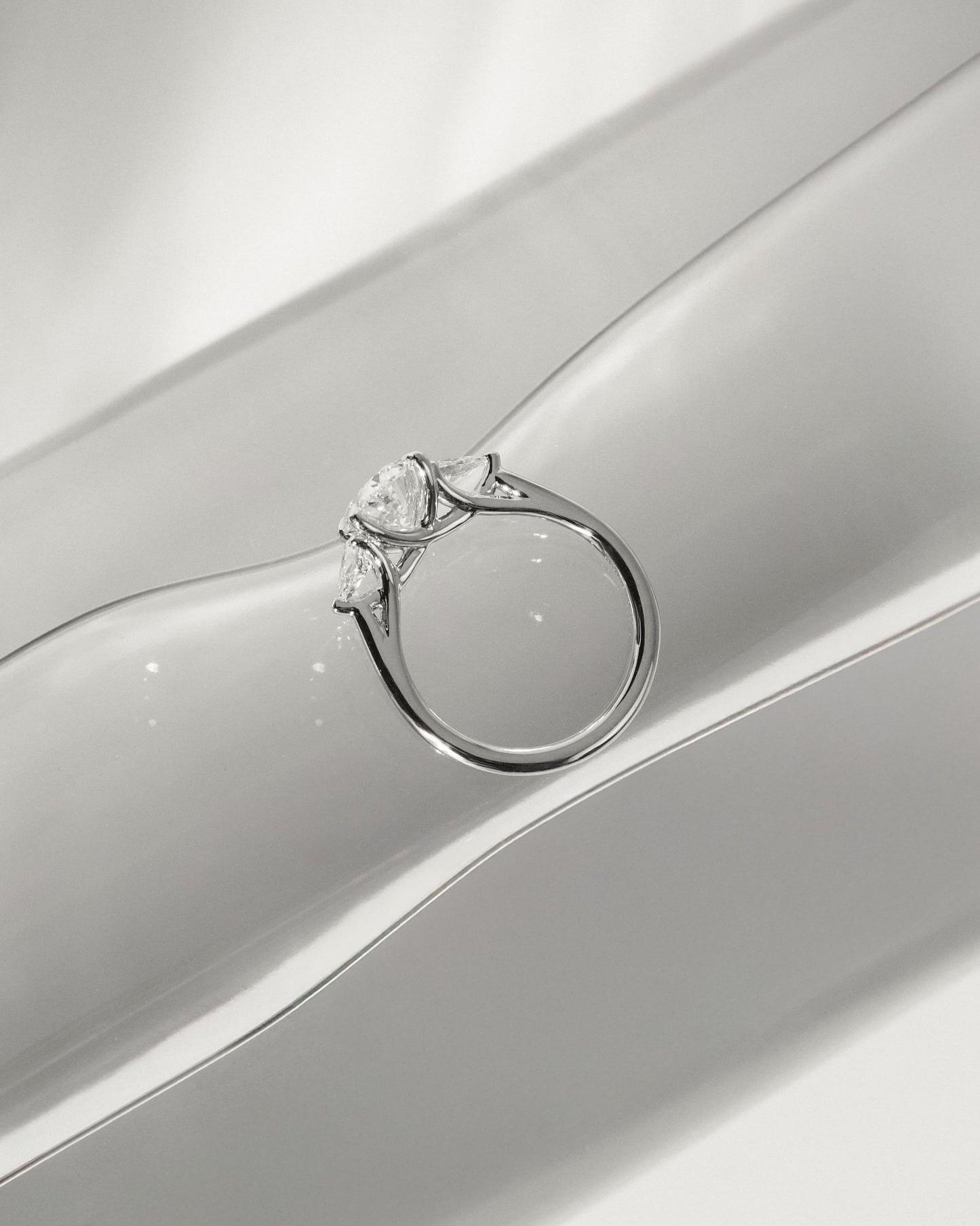 Amara - Oval Claw Trilogy with Pear Side Stones and Open Trellis Gallery Engagement Ring - Rose Gold - rose gold - Lara Jewels