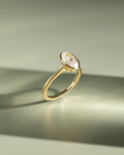 Gemma - Oval Bezel Solitaire with Twisted Gallery Engagement Ring - Rose Gold