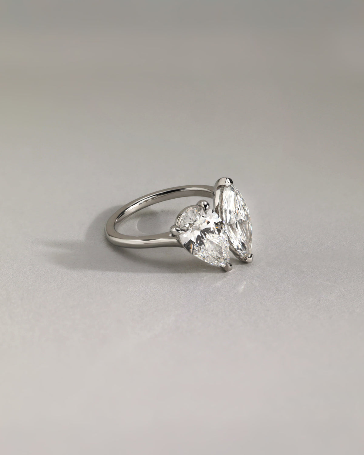 Jana - Pear and Marquise Claw Toi et Moi with Cathedral High Setting Engagement Ring - White Gold