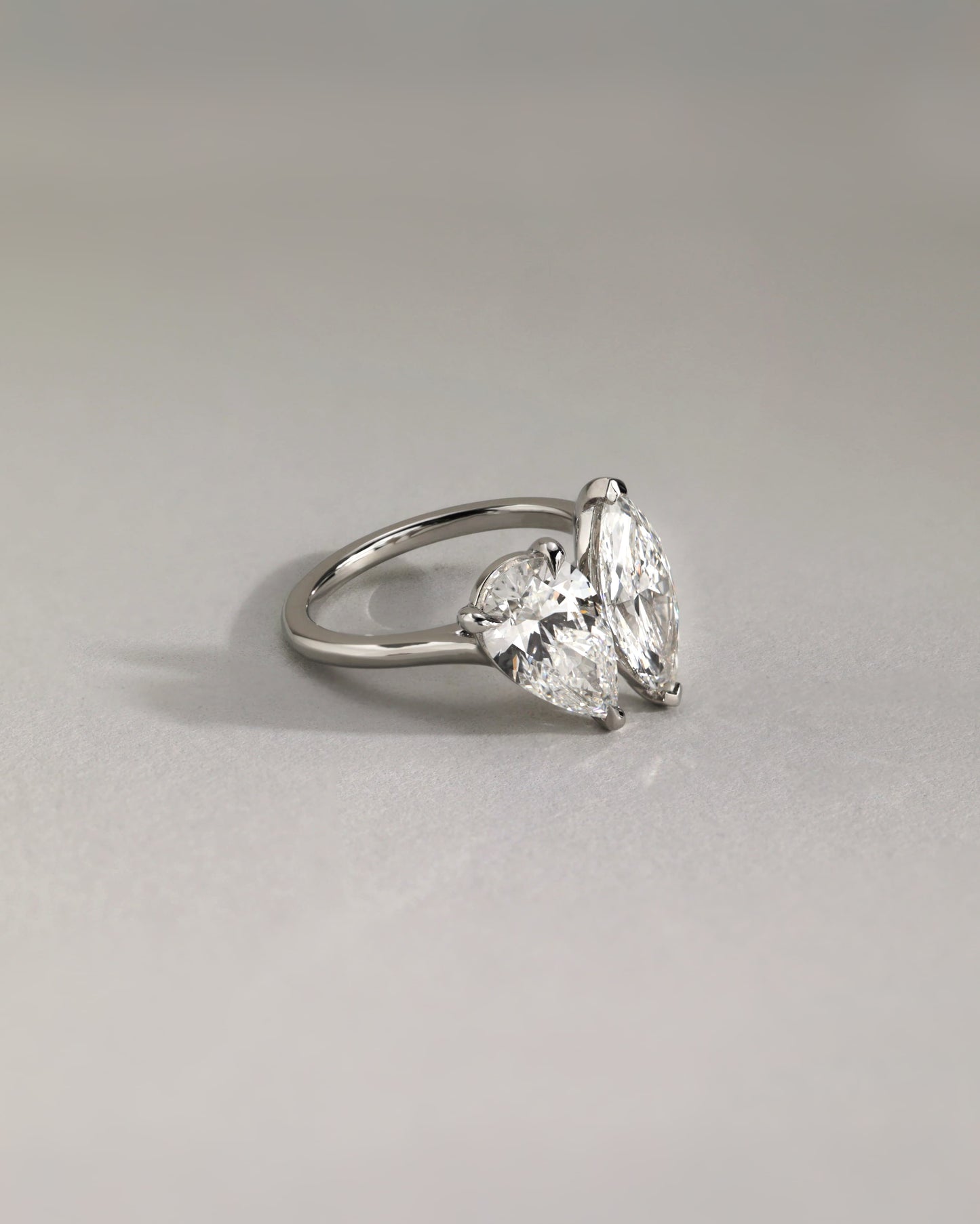 Jana - Pear and Marquise Claw Toi et Moi with Cathedral High Setting Engagement Ring - Yellow Gold