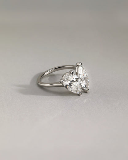 Jana - Pear and Marquise Claw Toi et Moi with Cathedral High Setting Engagement Ring - Yellow Gold