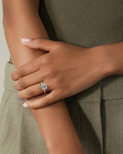 Anna - Round Claw Solitaire with Hidden Halo Engagement Ring - Yellow Two-Tone - yellow two-tone - Lara Jewels