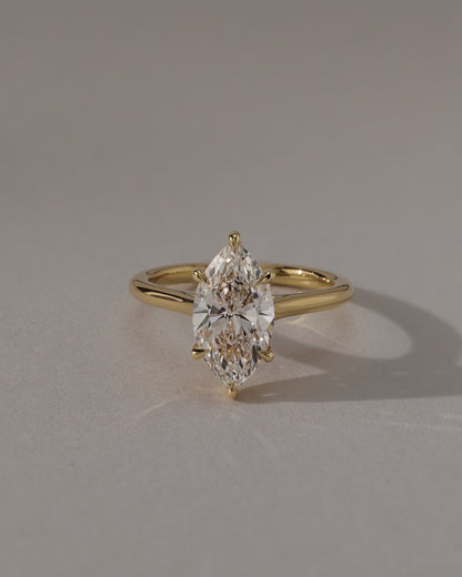 Leila - Marquise Claw Solitaire with Cathedral High Setting Engagement Ring - Platinum