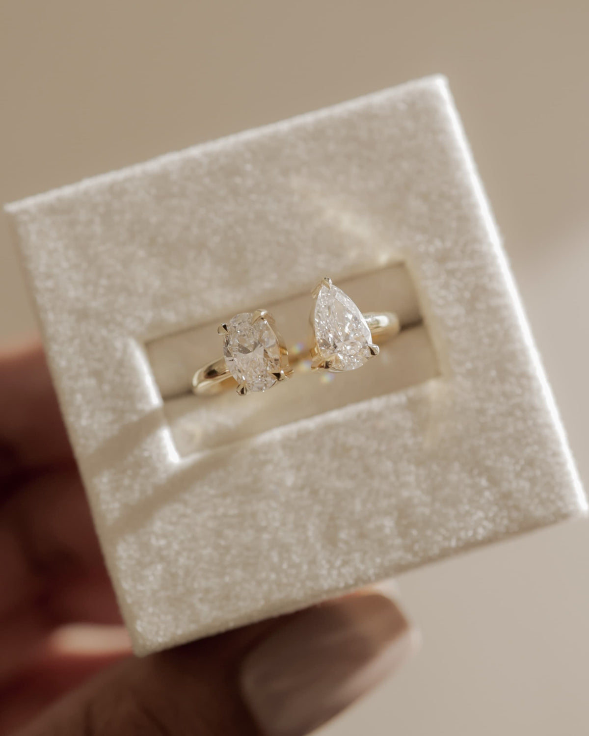 Nadia - Oval and Pear Claw Toi et Moi with Open Band Engagement Ring - White Gold