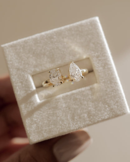 Nadia - Oval and Pear Claw Toi et Moi with Open Band Engagement Ring - White Gold
