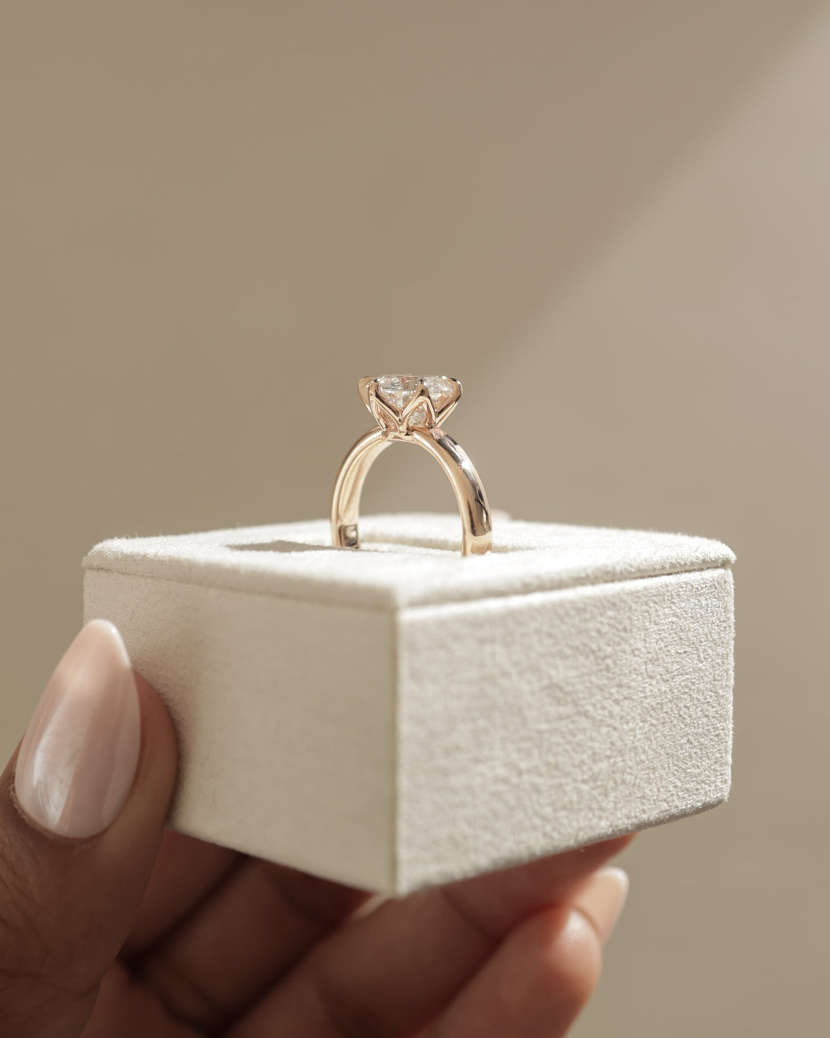 Jayden - Round Claw Solitaire with Petal Gallery and Cigar Band Engagement Ring - Yellow Gold