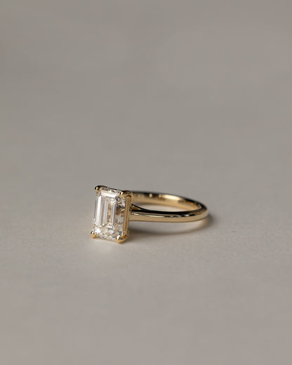 Nora - Emerald Claw Solitaire with Spiral Gallery and Cathedral Low Setting Engagement Ring - Platinum