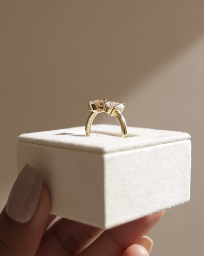 Salma - Marquise and Pear Claw Toi et Moi with Open Band Engagement Ring - Yellow Gold