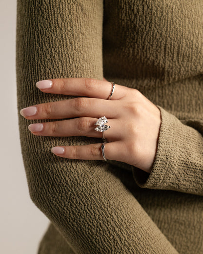 Jana - Pear and Marquise Claw Toi et Moi with Cathedral High Setting Engagement Ring - Yellow Gold