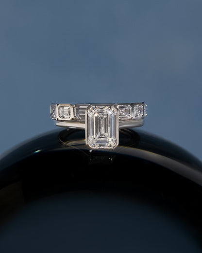 Imani - Emerald Bezel Solitaire with Cathedral High Setting Engagement Ring - Yellow Gold