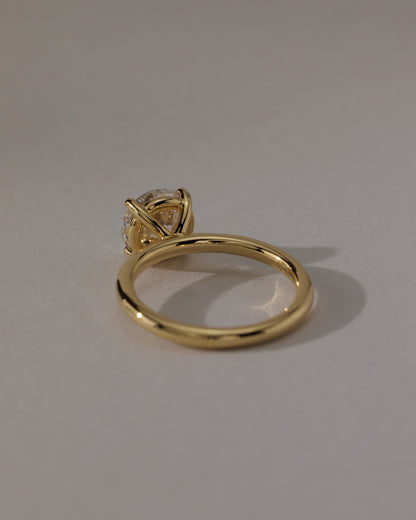 Nekija - Round Claw Solitaire with Inset Round Accent Stones Engagement Ring - Yellow Gold