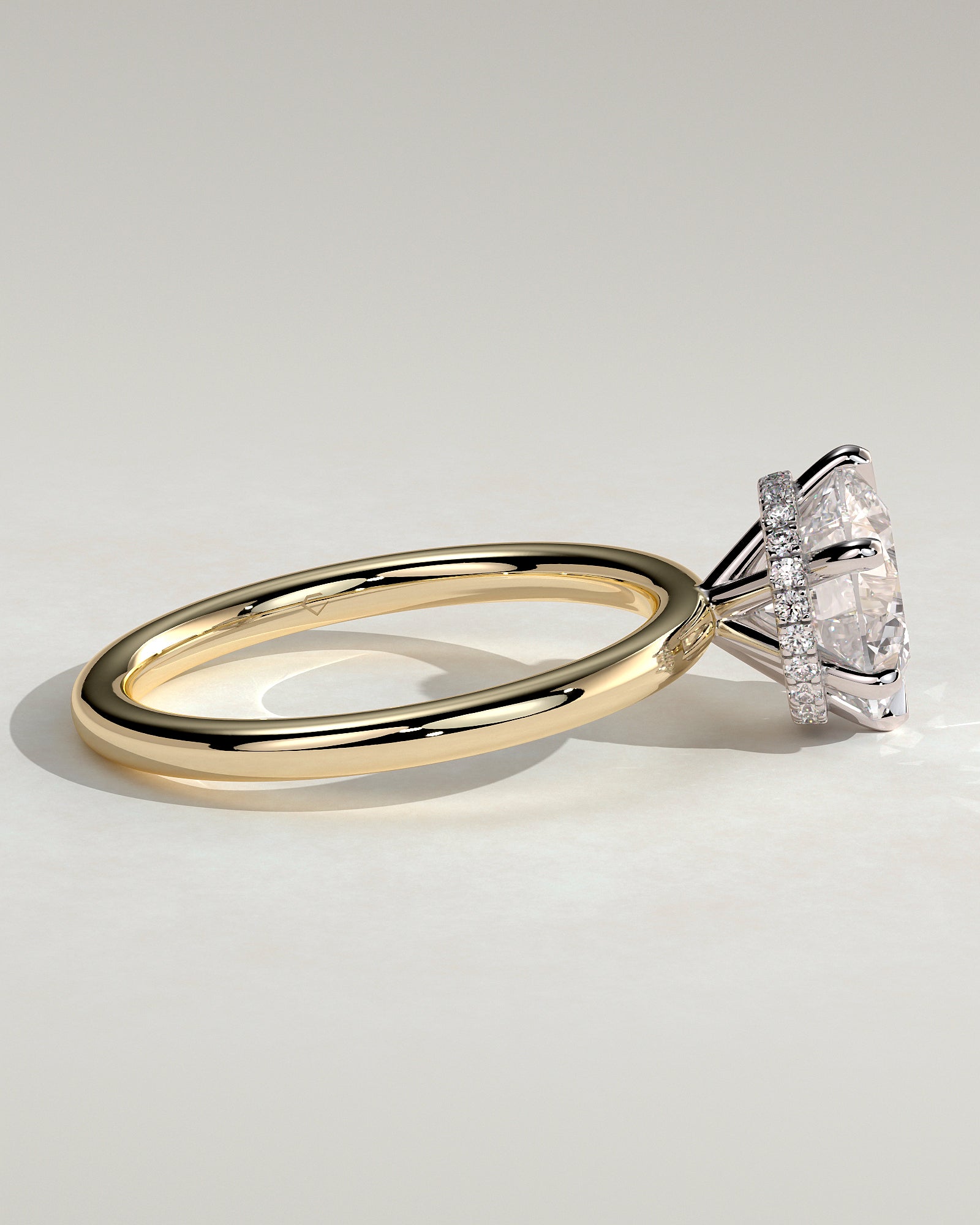 Aria - Round Claw Solitaire with Wrap Around Hidden Halo Engagement Ring - Yellow Two-Tone - Yellow Two-Tone 2ct