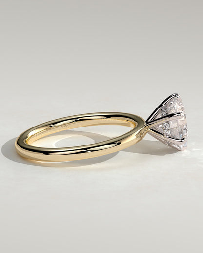 Anna - Round Claw Solitaire with Hidden Halo Engagement Ring - Yellow Two-Tone - yellow two-tone - Lara Jewels