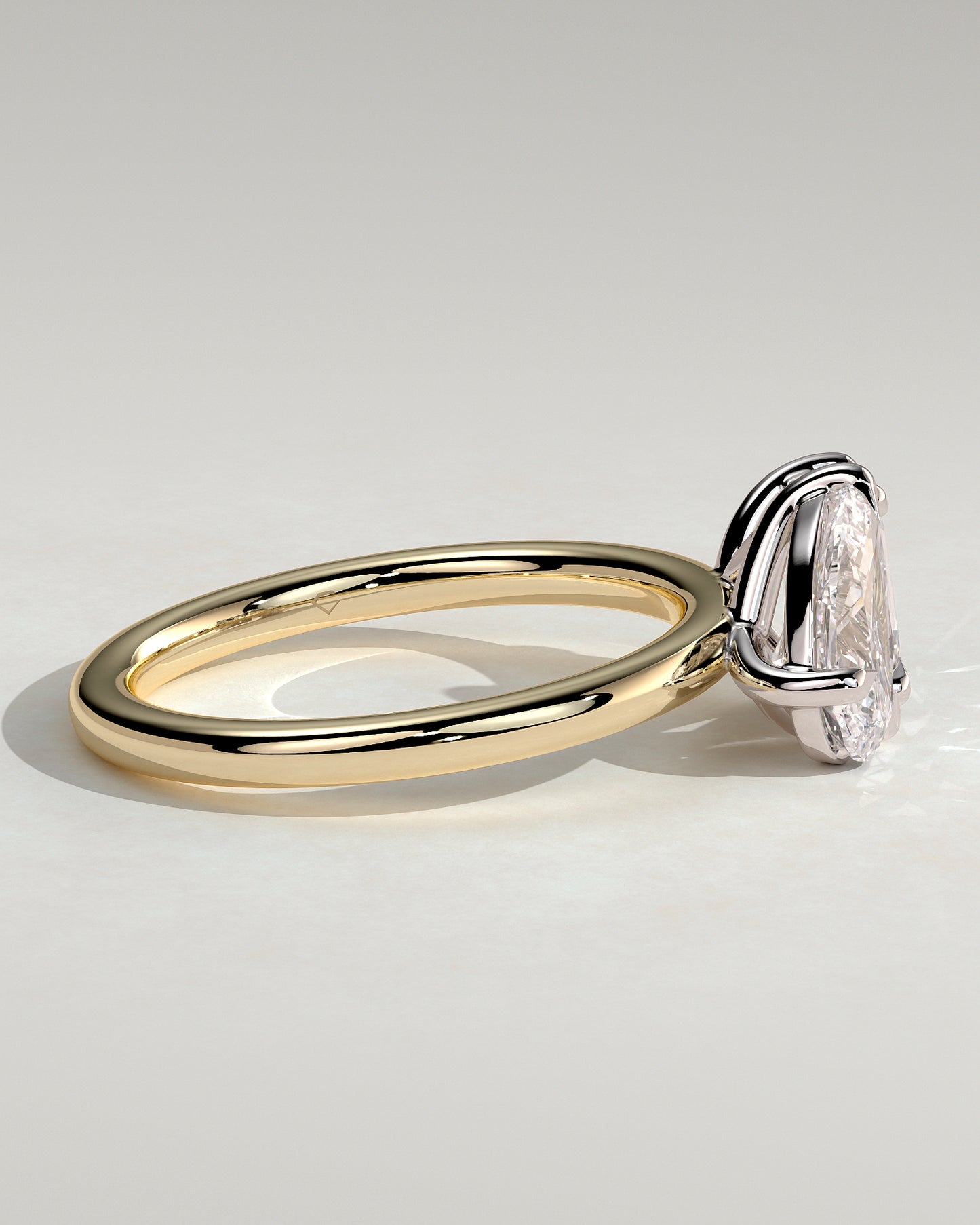 Amor - Pear and Emerald Claw Toi et Moi Engagement Ring - Yellow Two-Tone - Yellow Two-Tone 2ct