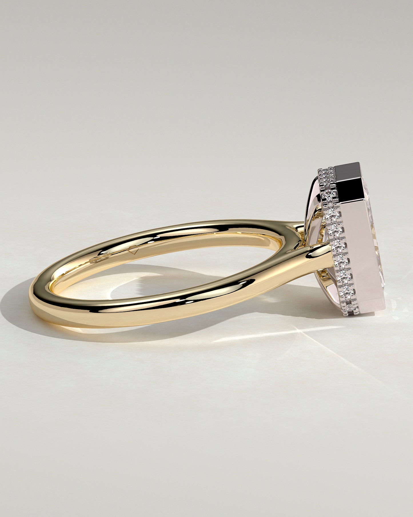 Bennie - Radiant Bezel Solitaire with Hidden Halo and Cathedral High Setting Engagement Ring - Yellow Two-Tone - Yellow Two-Tone 2ct