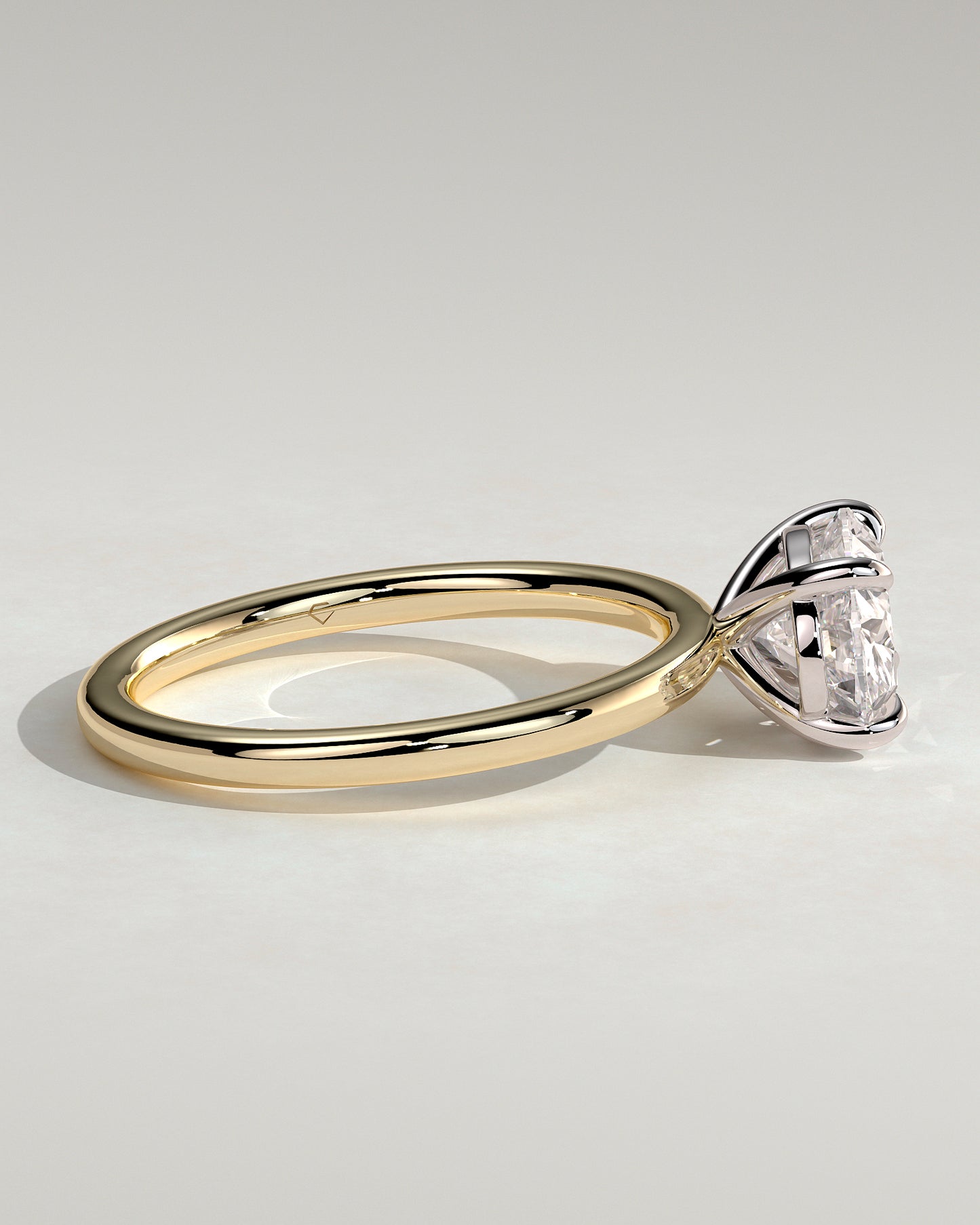 Dotti - Oval East West Claw Solitaire Engagement Ring - Yellow Two-Tone - Yellow Two-Tone 2ct