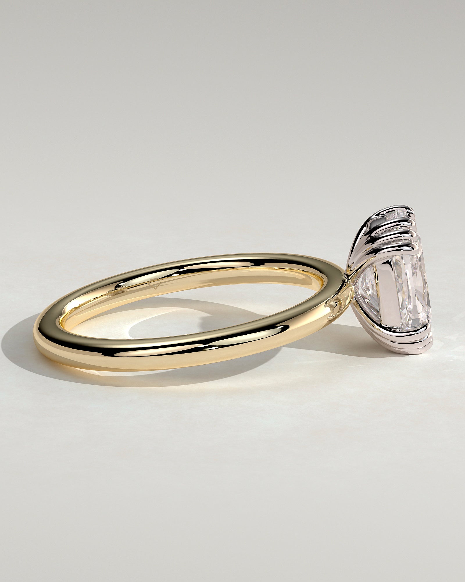 Helena - Elongated Cushion Triple Claw Solitaire Engagement Ring - Yellow Two-Tone - Yellow Two-Tone 2ct