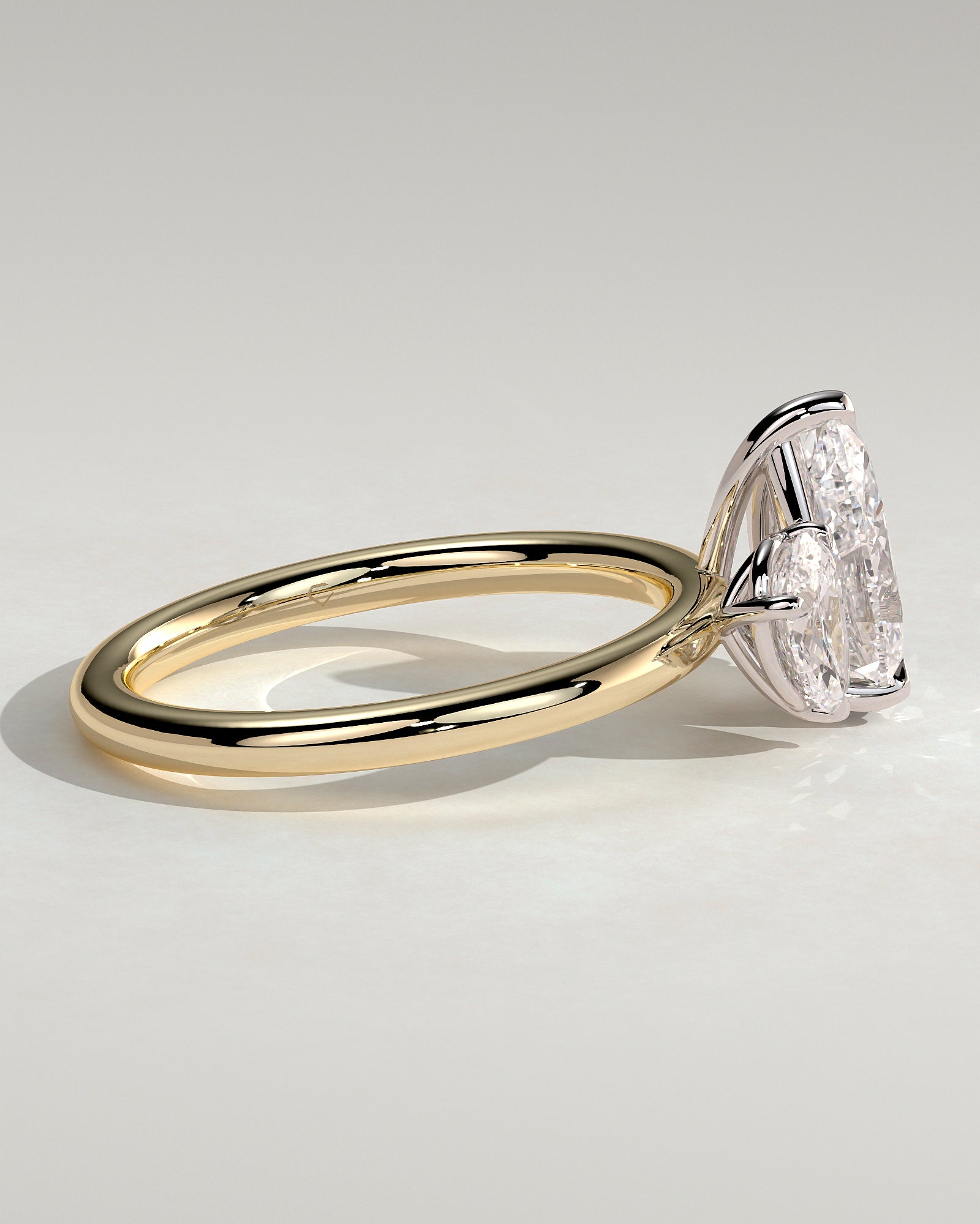 Francesca - Pear and Pear Claw Toi et Moi Engagement Ring - Yellow Two-Tone - Yellow Two-Tone 2ct