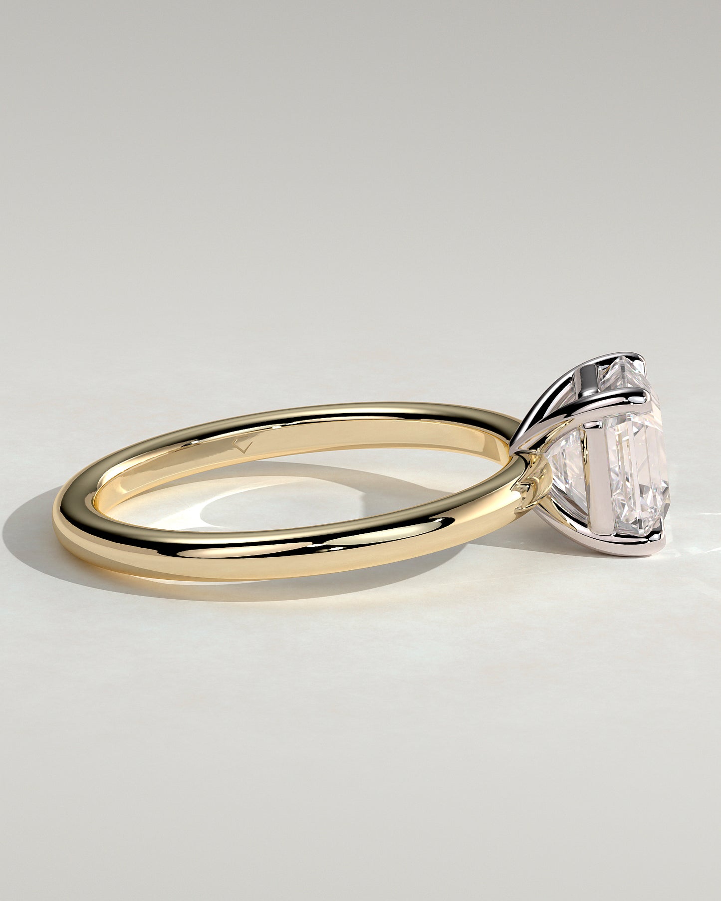 Emmy - Asscher Claw Solitaire Engagement Ring - Yellow Two-Tone - Yellow Two-Tone 2ct