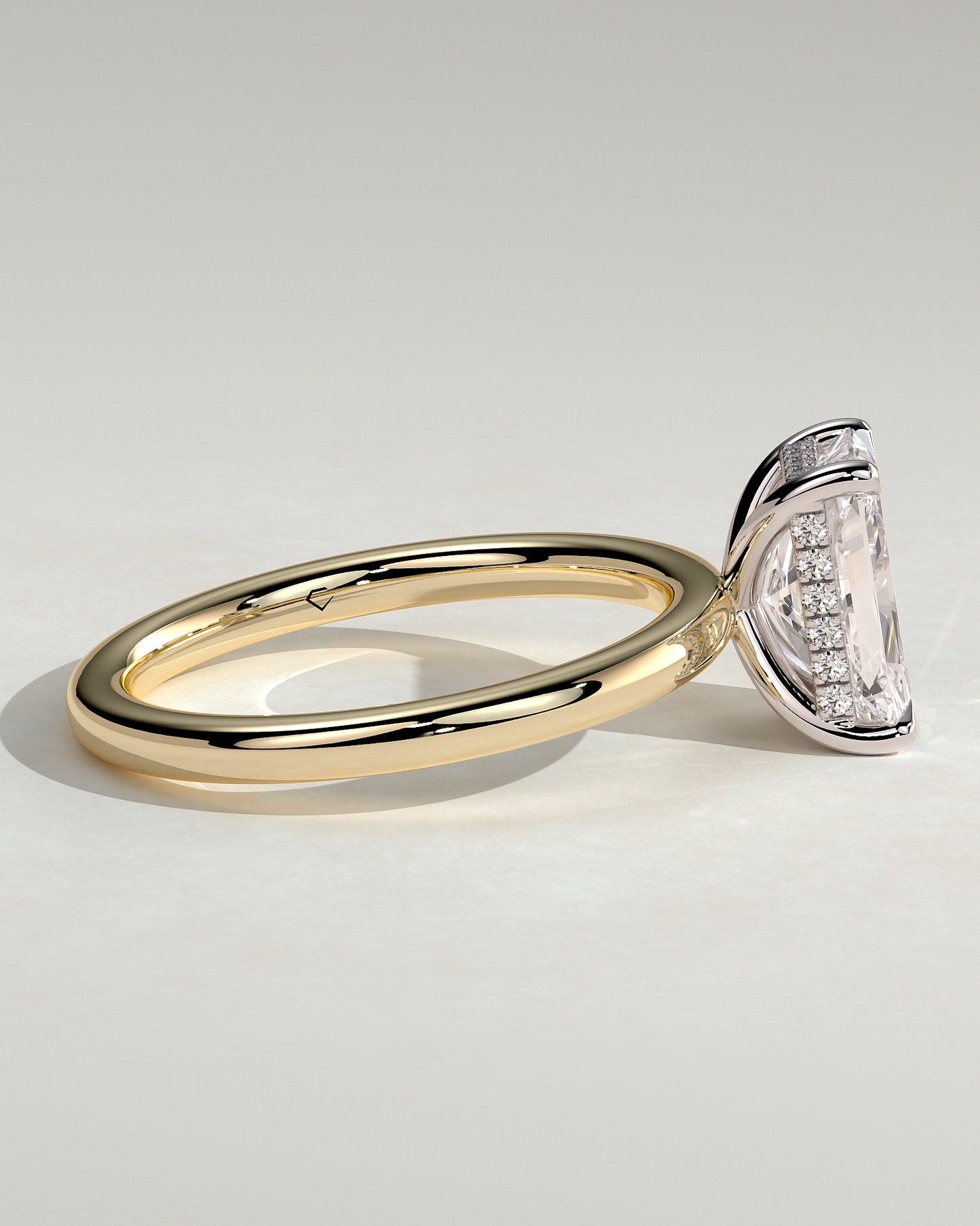 Carly - Radiant Claw Solitaire with Hidden Halo Engagement Ring - Yellow Two-Tone - Yellow Two-Tone 2ct