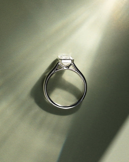 Imani - Emerald Bezel Solitaire with Cathedral High Setting Engagement Ring - Platinum