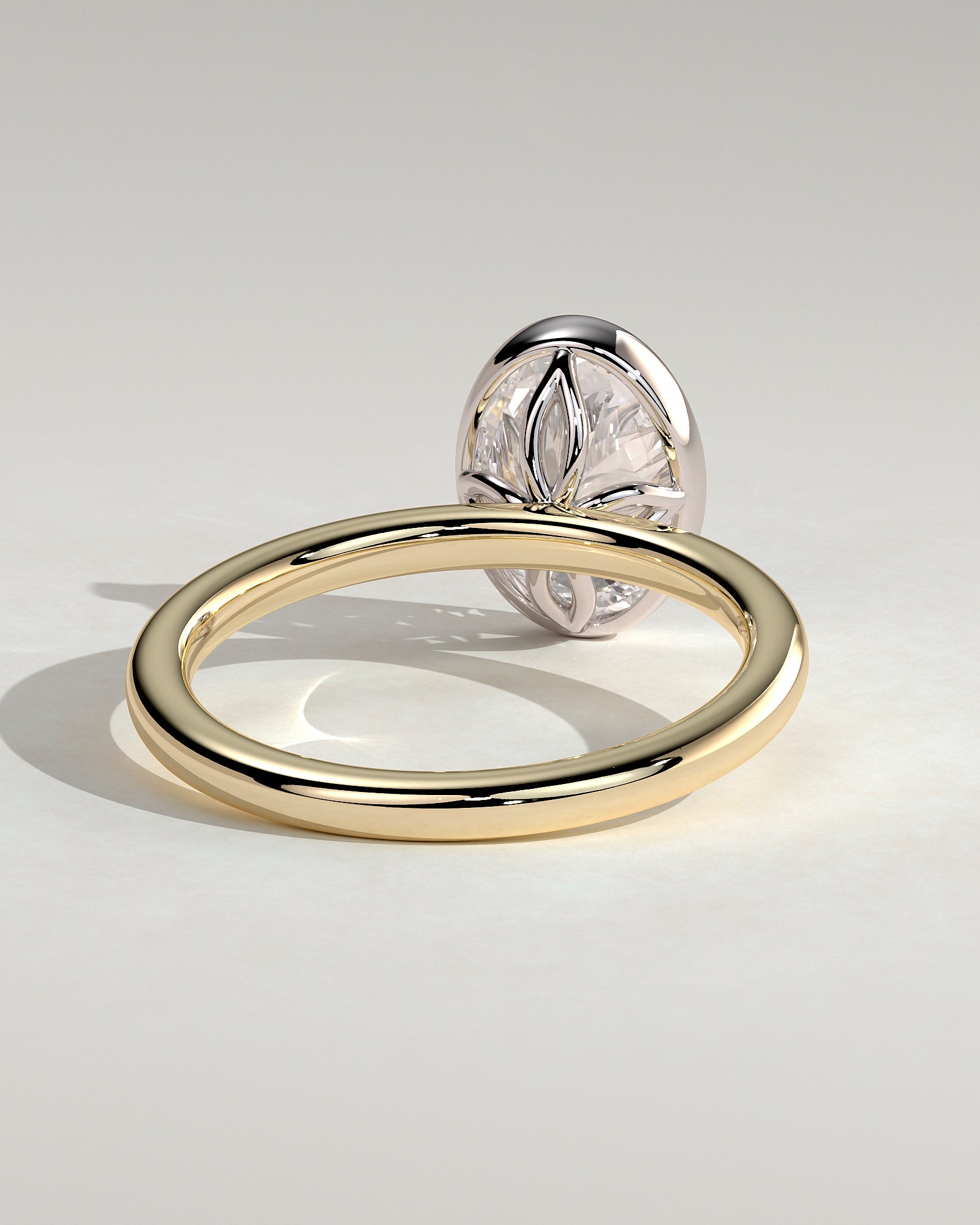 Armani - Oval Bezel Solitaire with Petal Gallery Engagement Ring - Yellow Two-Tone - Yellow Two-Tone 2ct
