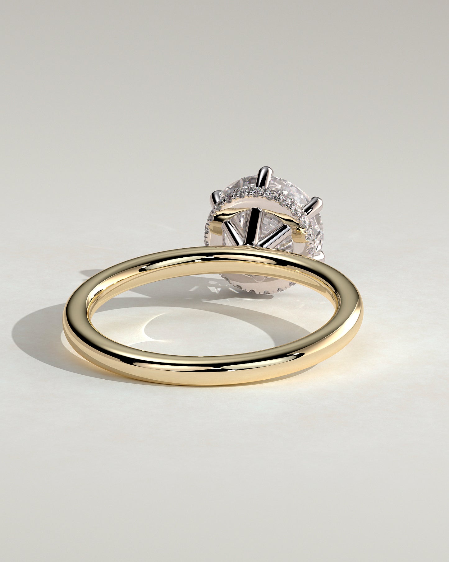 Aria - Round Claw Solitaire with Wrap Around Hidden Halo Engagement Ring - Yellow Two-Tone - Yellow Two-Tone 2ct