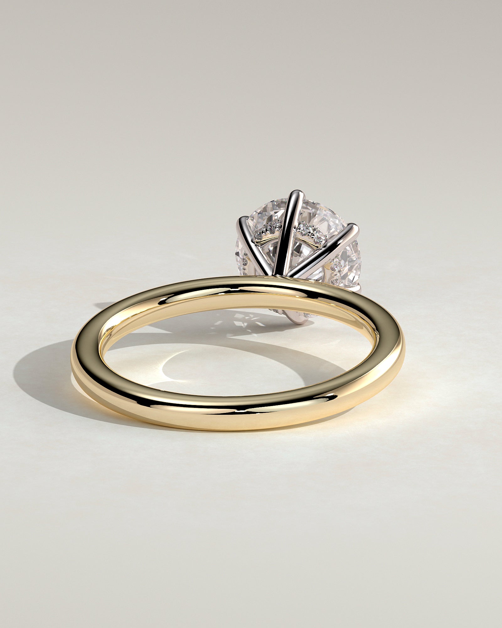 Anna - Round Claw Solitaire with Hidden Halo Engagement Ring - Yellow Two-Tone - Yellow Two-Tone 2ct