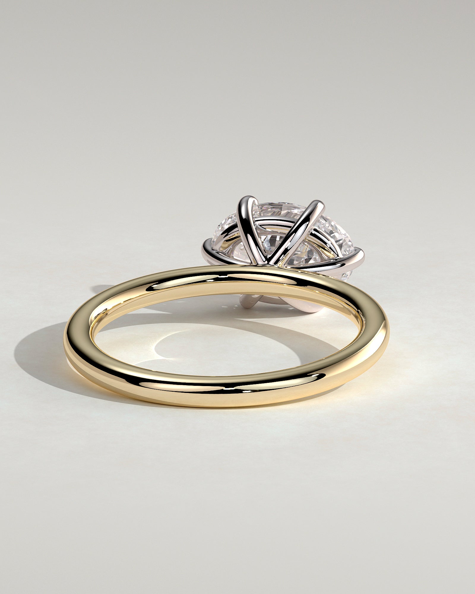 Allison - Oval East West Claw Solitaire Engagement Ring - Yellow Two-Tone - Yellow Two-Tone 2ct