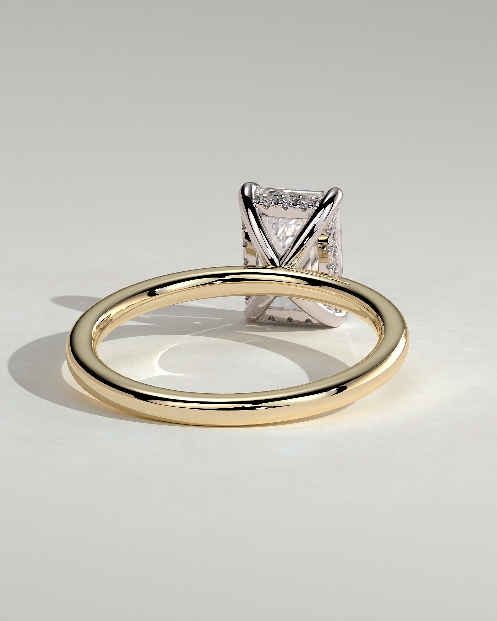 Alice - Emerald Claw Solitaire with Hidden Halo Engagement Ring - Yellow Two-Tone - Yellow Two-Tone 2ct