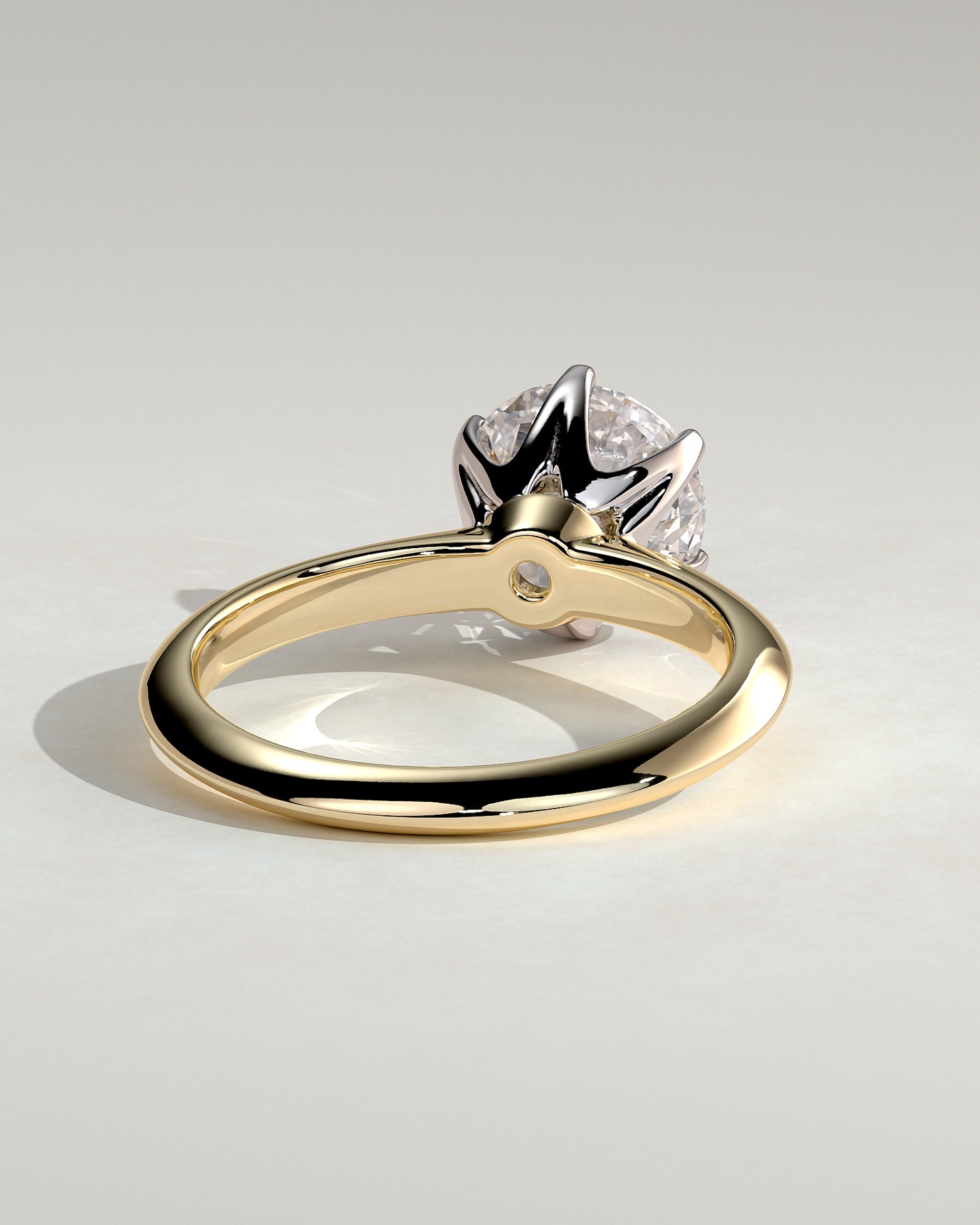Caroline - Round Claw Solitaire with Knife Edge Band Engagement Ring - Yellow Two-Tone - Yellow Two-Tone 2ct