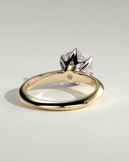 Caroline - Round Claw Solitaire with Knife Edge Band Engagement Ring - Yellow Two-Tone