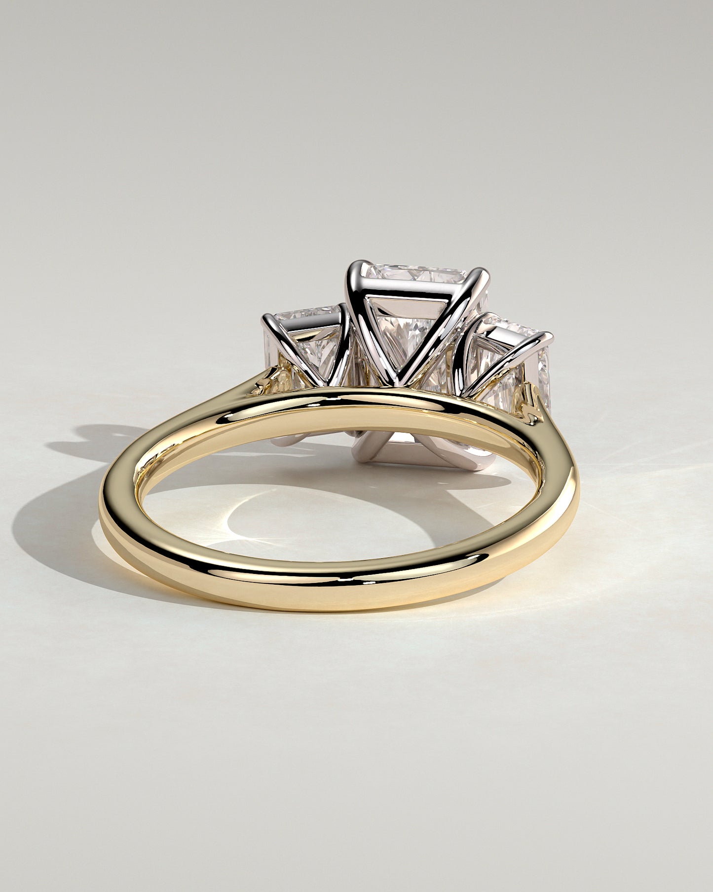 Ayla - Classic Radiant Claw Trilogy Engagement Ring - Yellow Two-Tone - Yellow Two-Tone 2ct