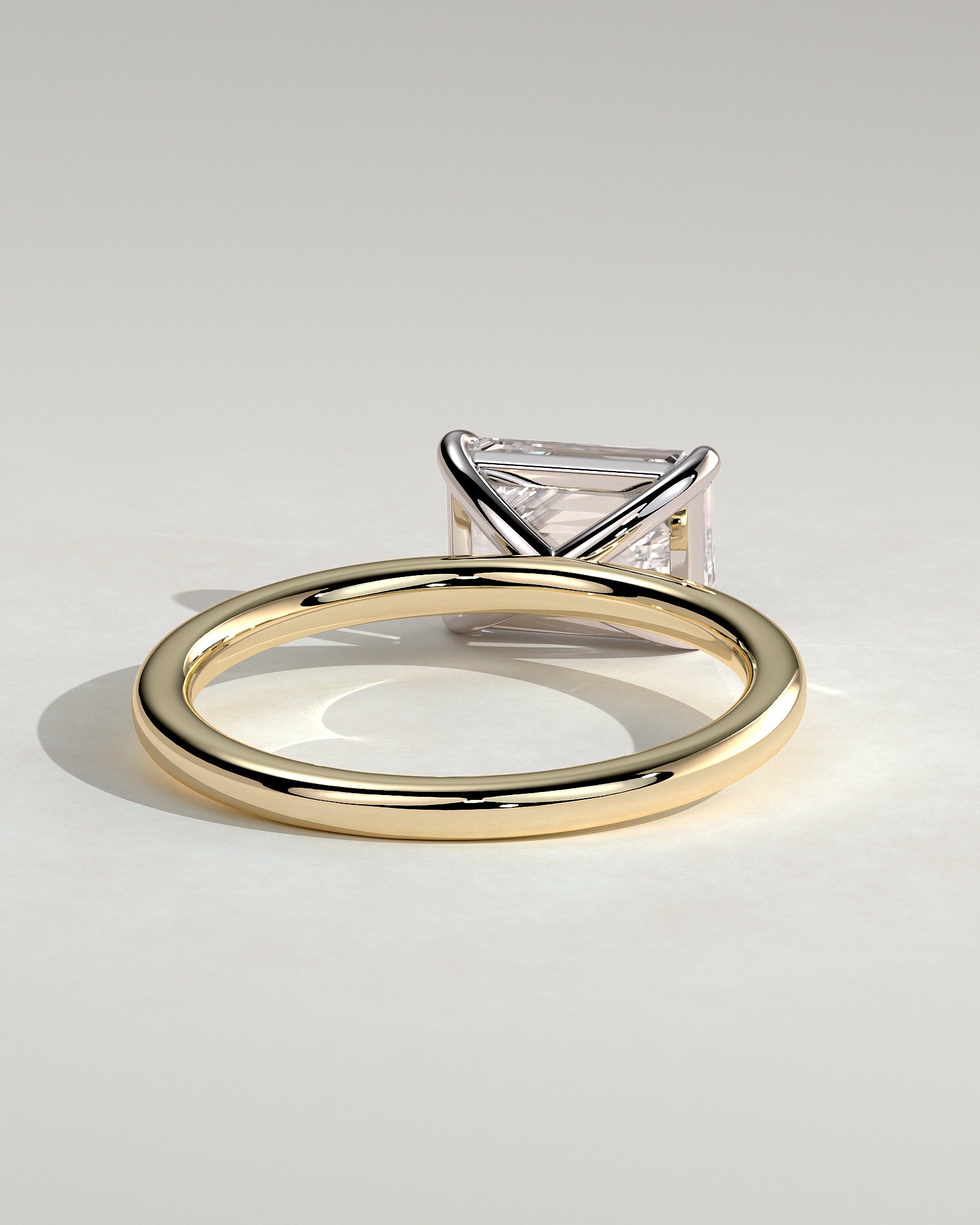 Debbie - Emerald East West Claw Solitaire Engagement Ring - Yellow Two-Tone - Yellow Two-Tone 2ct