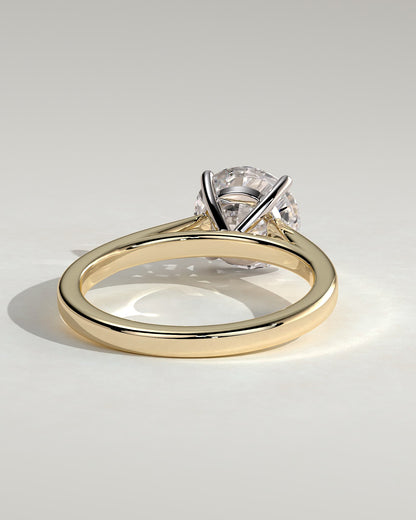 Georgia - Round Claw Solitaire with Flat Band and Cathedral High Setting Engagement Ring - Yellow Two-Tone