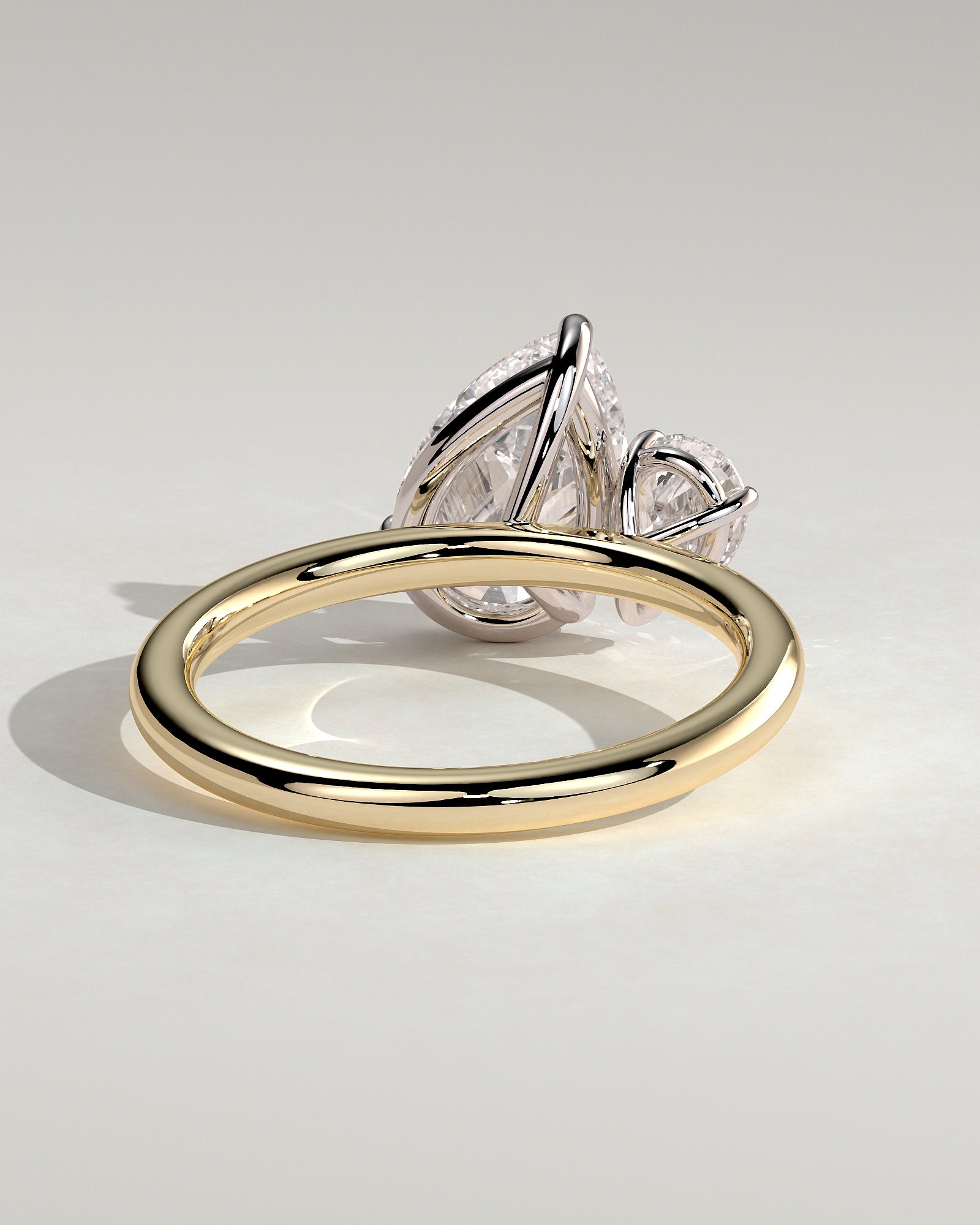Francesca - Pear and Pear Claw Toi et Moi Engagement Ring - Yellow Two-Tone - Yellow Two-Tone 2ct