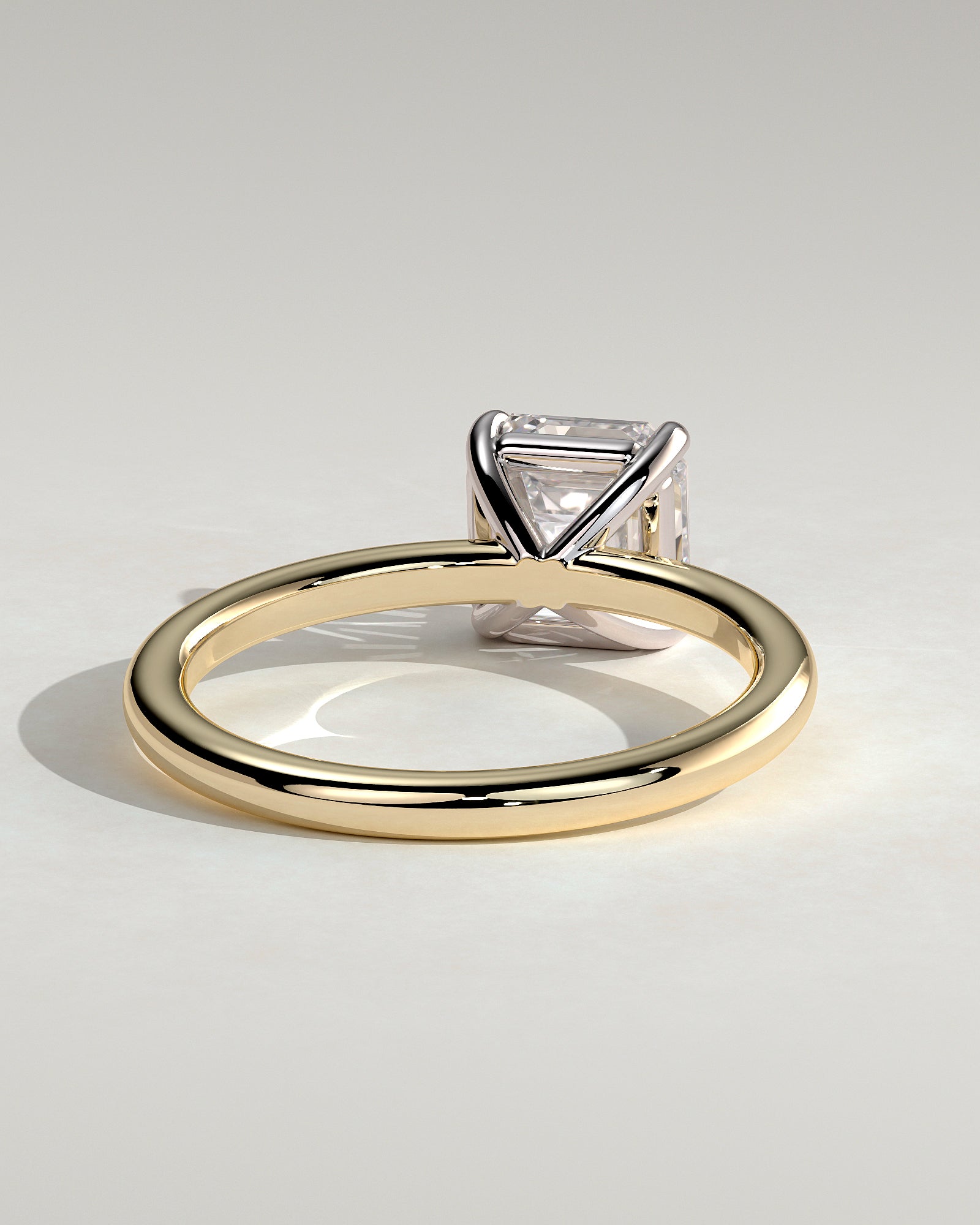 Emmy - Asscher Claw Solitaire Engagement Ring - Yellow Two-Tone - Yellow Two-Tone 2ct