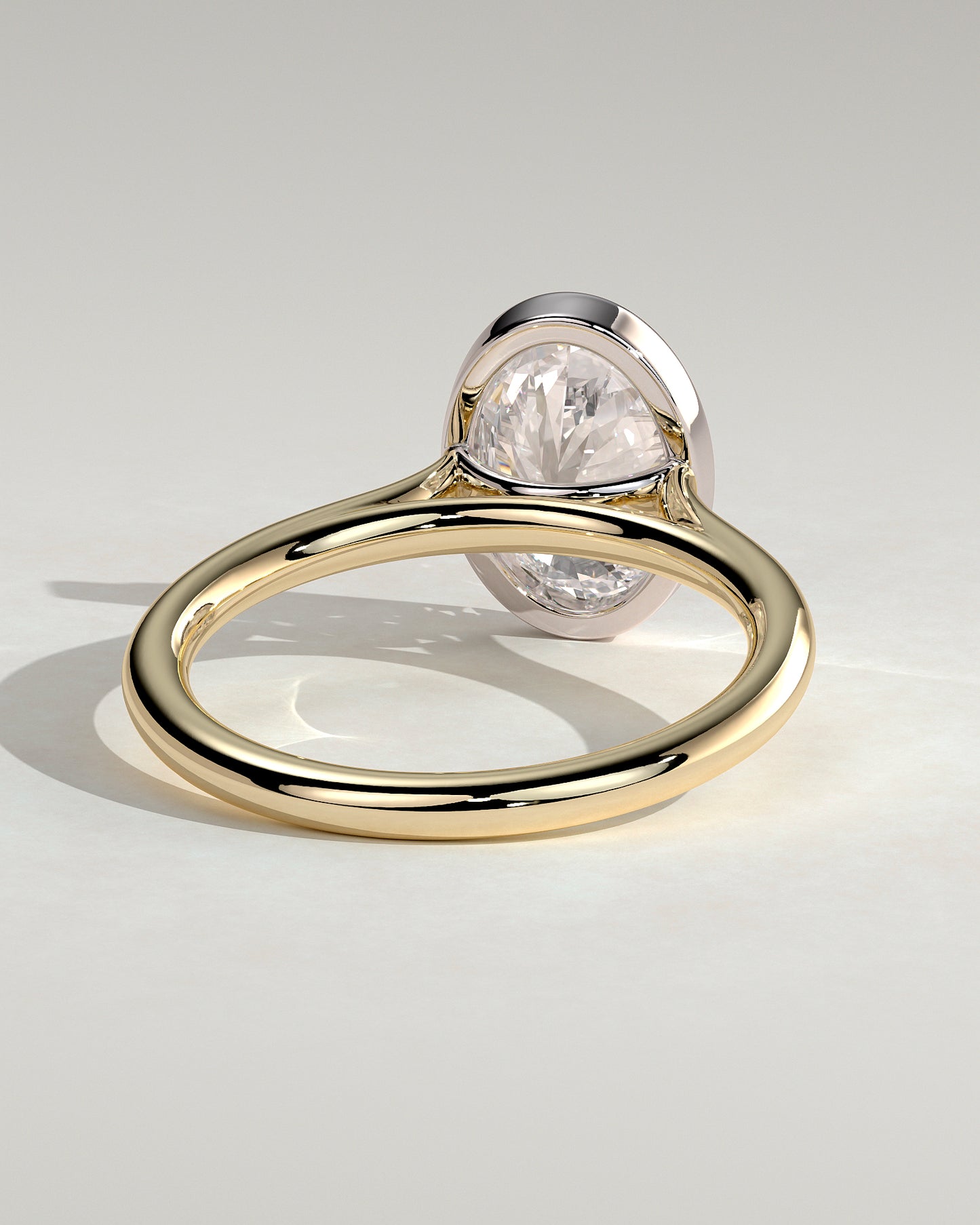Daphne - Oval Bezel Solitaire with Cathedral High Setting Engagement Ring - Yellow Two-Tone - Yellow Two-Tone 2ct