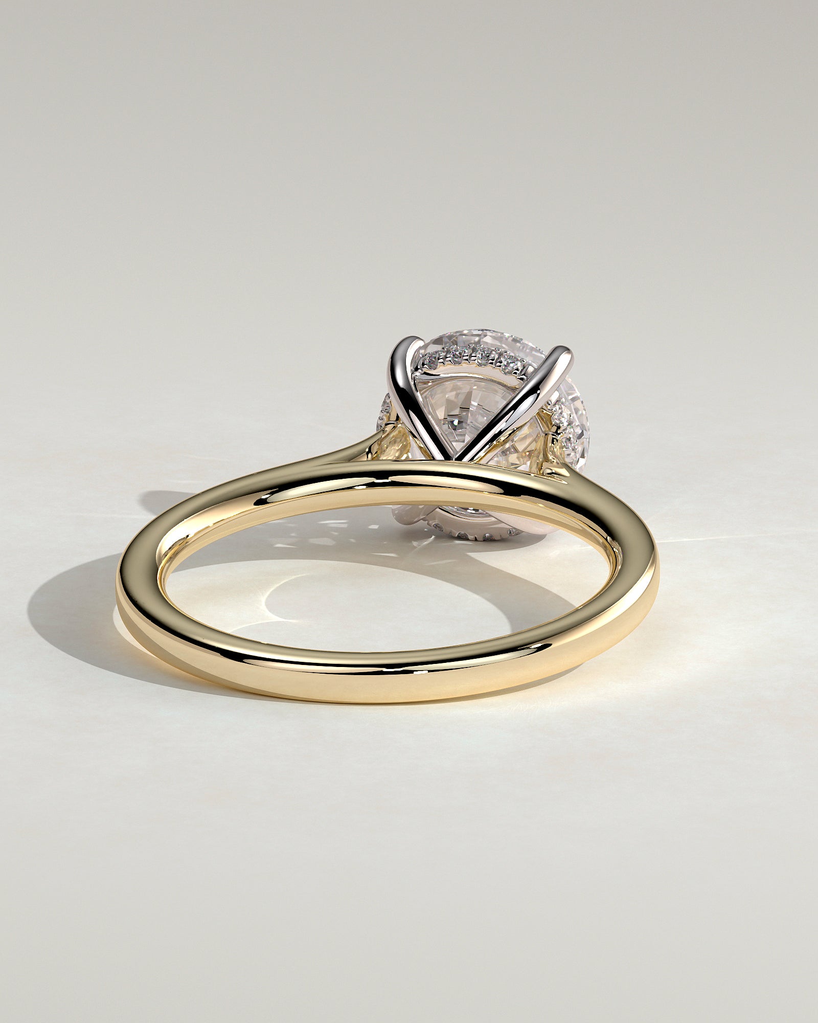Bonnie - Round Claw Solitaire with Hidden Halo and Cathedral High Setting Engagement Ring - Yellow Two-Tone - Yellow Two-Tone 2ct