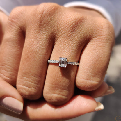 Emerald Pave Ring With Secure Four Prong Setting