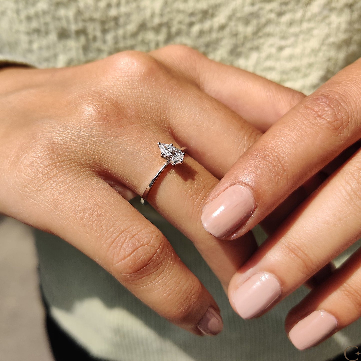 Pear Shaped Diamond Ring In Solitaire Style