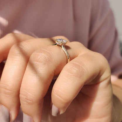 Oval Cut Diamond Ring In Pave Style