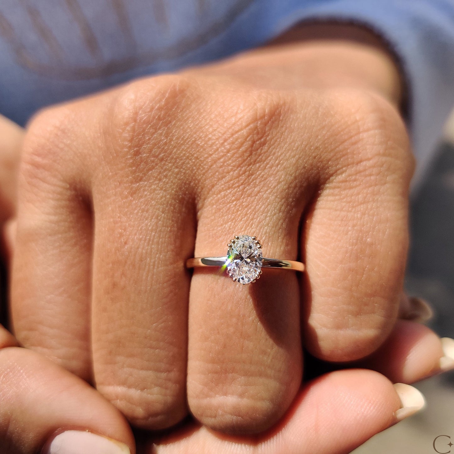 Oval Shaped Diamond Ring In Solitaire Setting