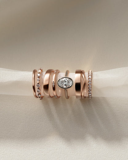 Lexie - Statement Oval Bezel Solitaire with Open Cathedral High Setting Engagement Ring - Rose Gold