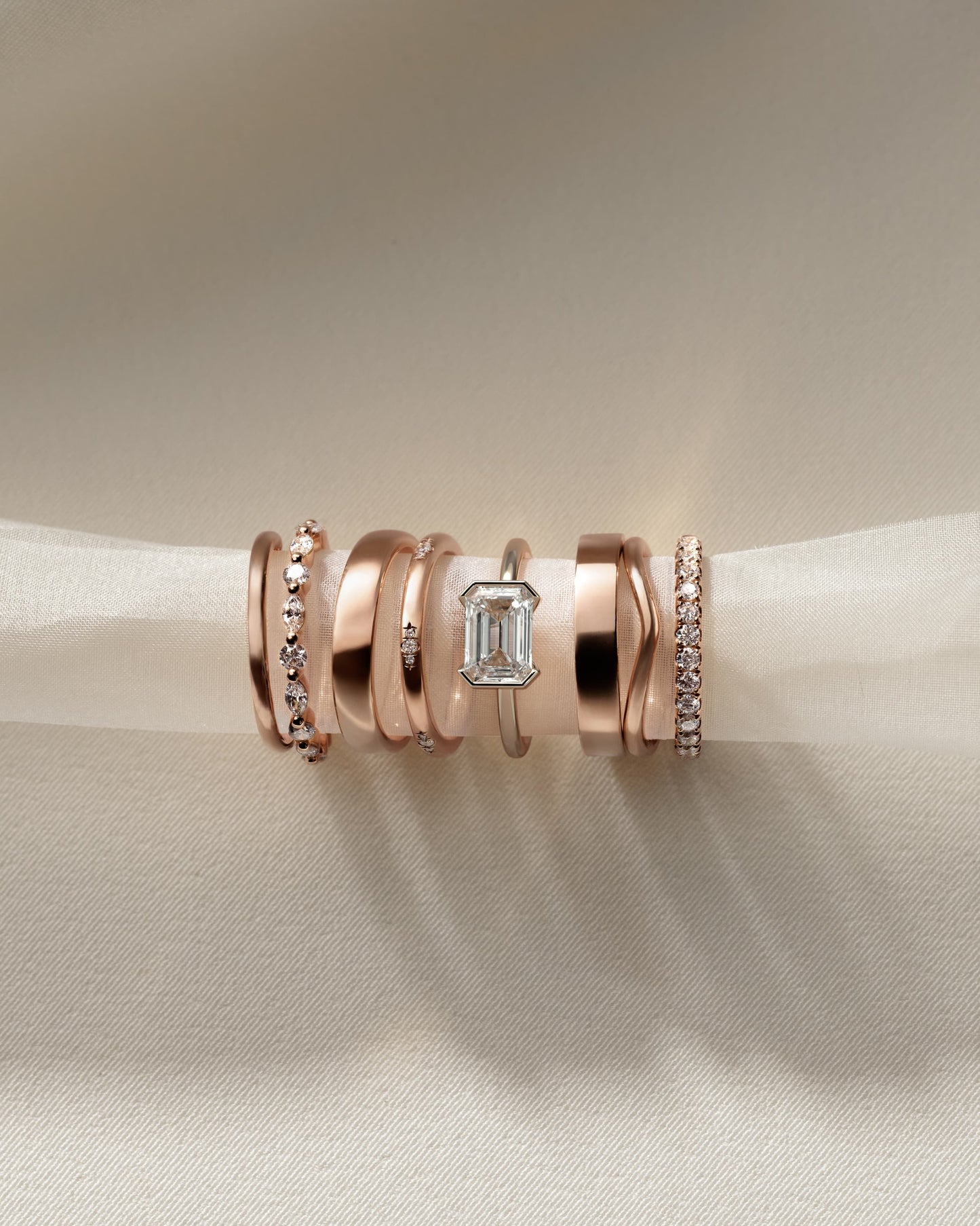 Jodie - Emerald East West Half Bezel Solitaire Engagement Ring - Rose Gold