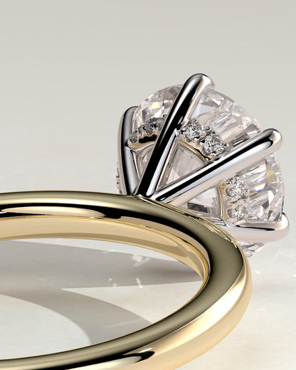 Anna - Round Claw Solitaire with Hidden Halo Engagement Ring - Yellow Two-Tone - yellow two-tone - Lara Jewels